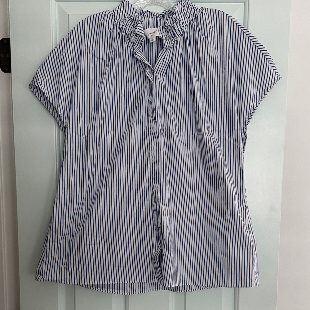 Super cute blue and white striped shirt from Pomander Place